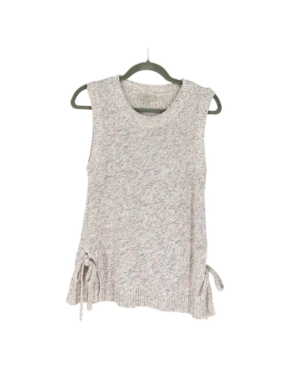 NWT LOFT Marled Tie Sleeveless Sweater with Tie Detail Small